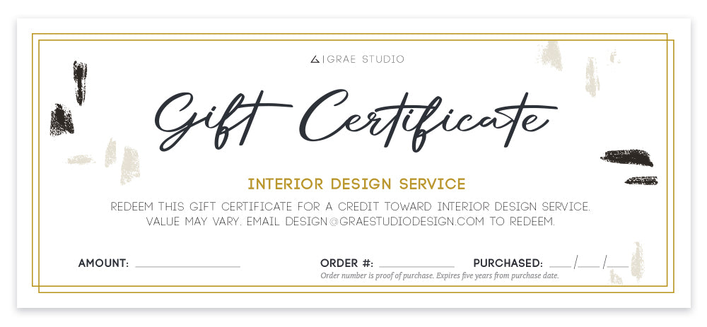 Grae Studio Gift Certificate - Interior Design Service – Grae Studio Design